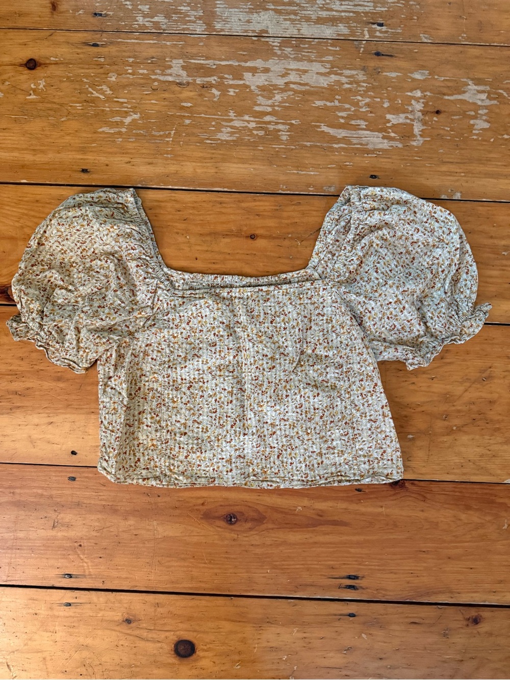 Madewell | Women’s Hopewell Puff-Sleeve Crop Top Cottage Garden Floral Fall Boho
